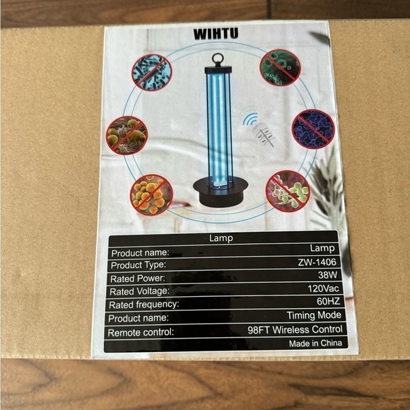 WIHTU UV Light Sanitizer 38 Watts UVC Germicidal Lamp w/Remote Control w/ozone - Picture 3 of 5